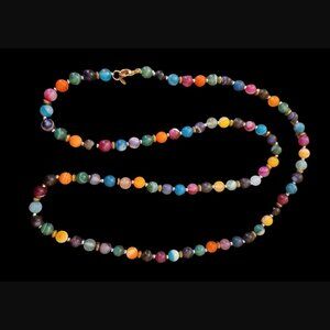 Lucas Lameth Luc 925 Sterling Silver Two Tone Multi Color Beaded Necklace 36"